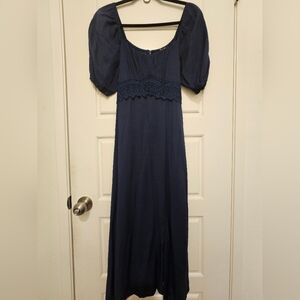 Trixxi Navy Maxi Dress with Puff Sleeves Size M